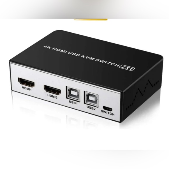 4K 2X1 HDMI USB KVM Switch 2 Port HDMI KVM Selector for 2 Computer Sharing New - Picture 1 of 15